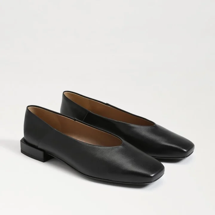 Sam Edelman Kasey Square Toe Ballet Flat Black Leather