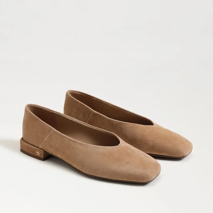 Sam Edelman Kasey Square Toe Ballet Flat Cyprus Tan Suede