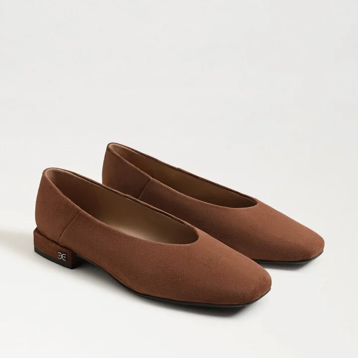 Sam Edelman Kasey Square Toe Ballet Flat Terra Toffee Suede