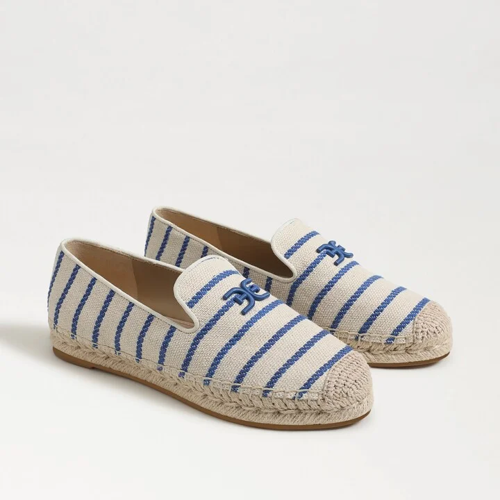 Sam Edelman Kathleen Espadrille Slip On Cobalt Blue Stripe Canvas