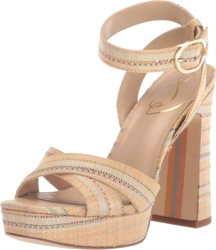 Sam Edelman Kayna Platform Sandal Natural Raffia 10.5 Medium