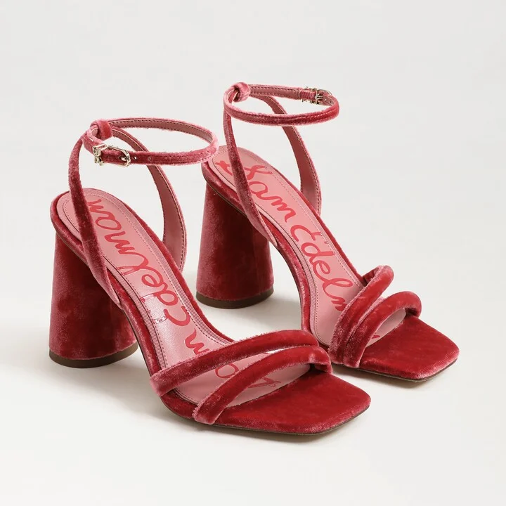 Sam Edelman Kia Block Heel Sandal Blossom Pink Velvet
