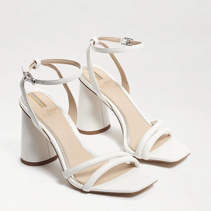 Sam Edelman Kia Block Heel Sandal Bright White Leather
