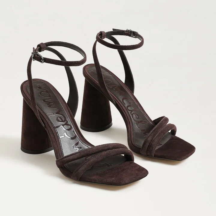 Sam Edelman Kia Block Heel Sandal Cafe Noir Suede