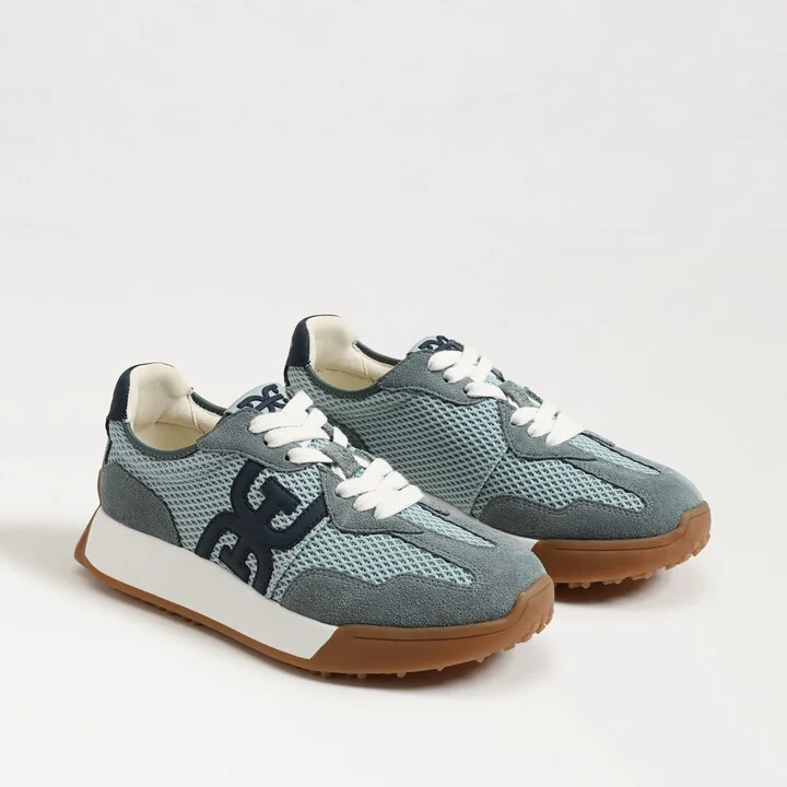 Sam Edelman Langley Lace Up Sneaker Blue/Multi Mesh/Suede