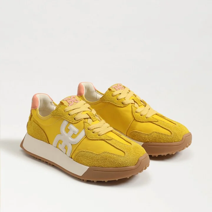 Sam Edelman Langley Lace Up Sneaker Saffron Yellow/Cream Suede