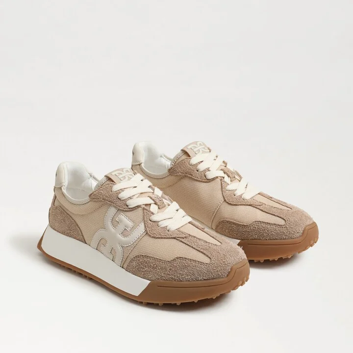 Sam Edelman Langley Lace Up Sneaker Tan Mesh Suede