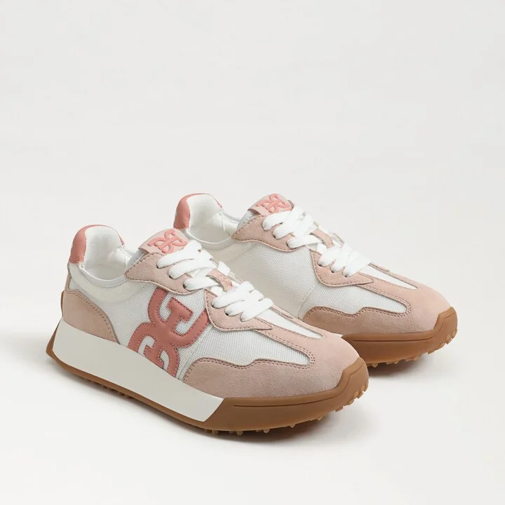 Sam Edelman Langley Lace Up Sneaker White/Warm Blush Leather