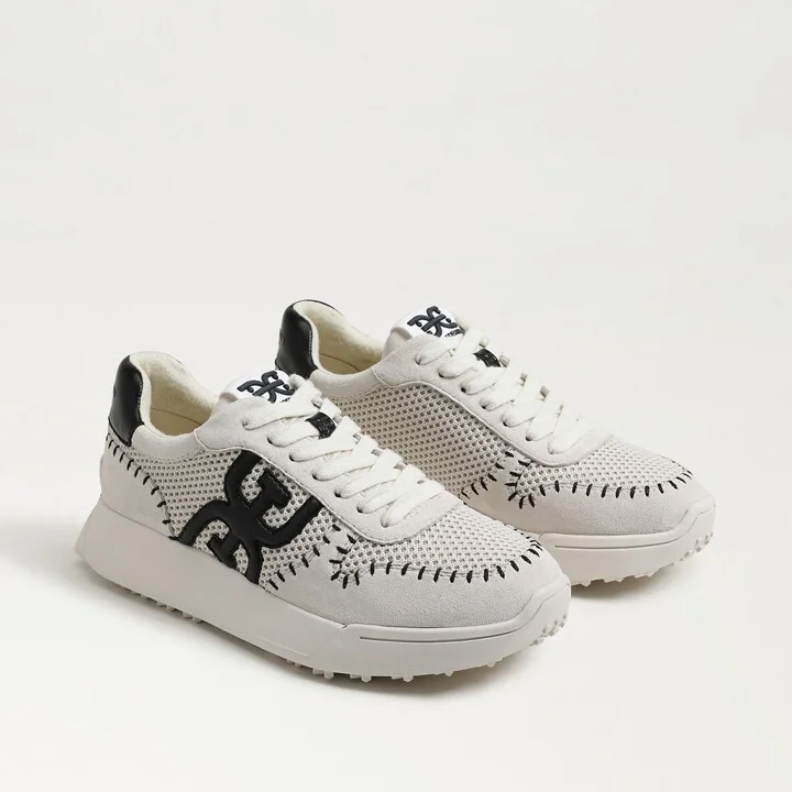 Sam Edelman Langley Woven Lace Up Sneaker Ivory/Black Crochet