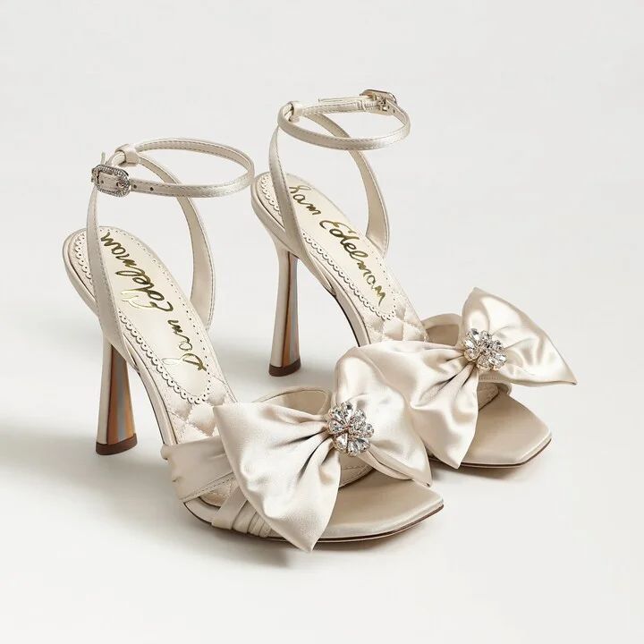 Sam Edelman Lexi Stiletto Heel Sandal Modern Ivory Satin