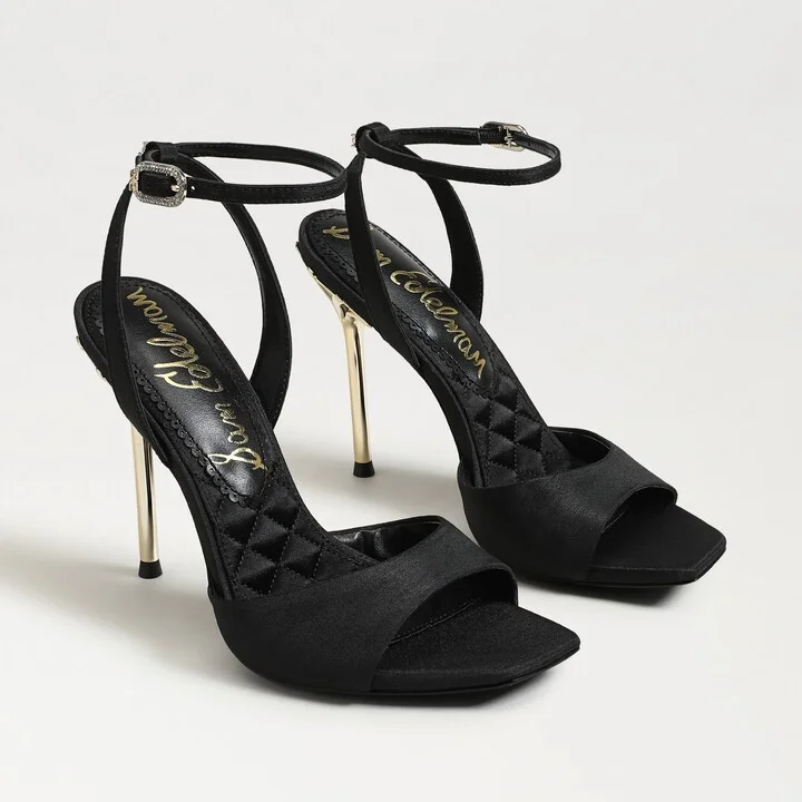 Sam Edelman Lilian Stiletto Heel Sandal Black Satin