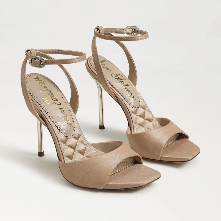 Sam Edelman Lilian Stiletto Heel Sandal Ecru Silk