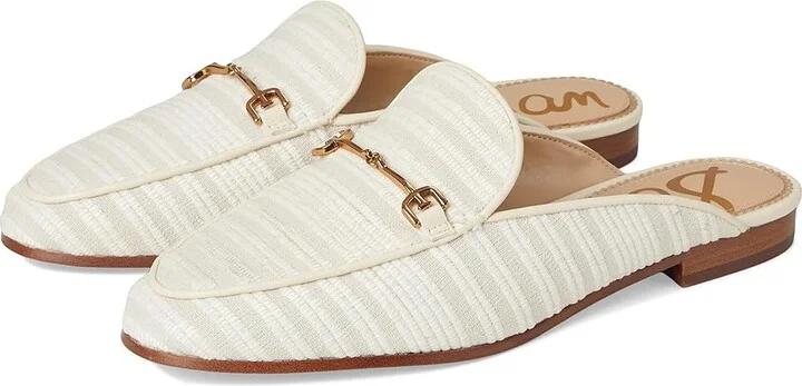 Sam Edelman Linnie Women's Clog/Mule Shoes White/Natural Striped Linen : 9 M, Leather