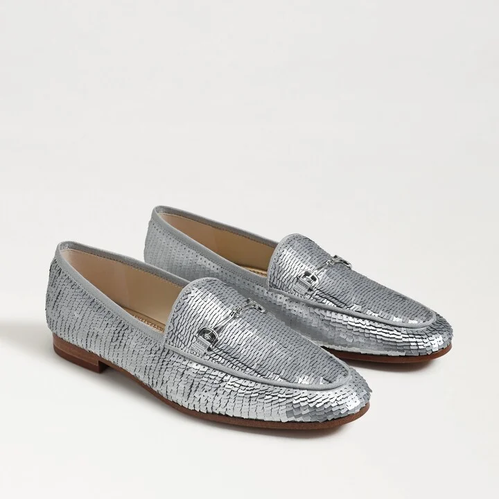 Sam Edelman Loraine Glamour Bit Loafer Matte Silver Fabric