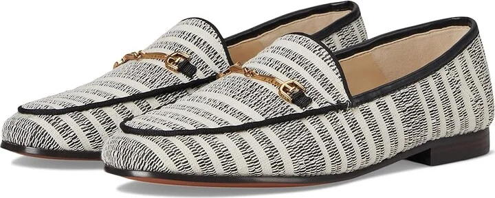 Sam Edelman Loraine Women's Dress Sandals Black/Natural Striped Linen : 8.5 M, Leather/Textile
