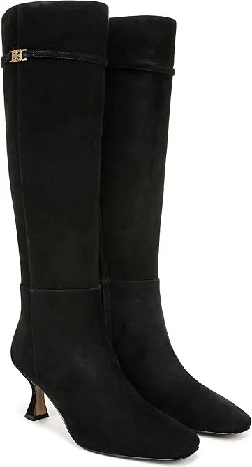 Sam Edelman Lyla High Women's Heels Shoes Black Suede Wide Calf : 6 M, Leather