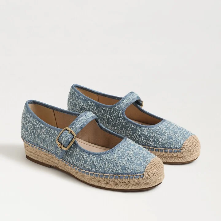Sam Edelman Mackie Espadrille Mary Jane Montrose Blue Fabric
