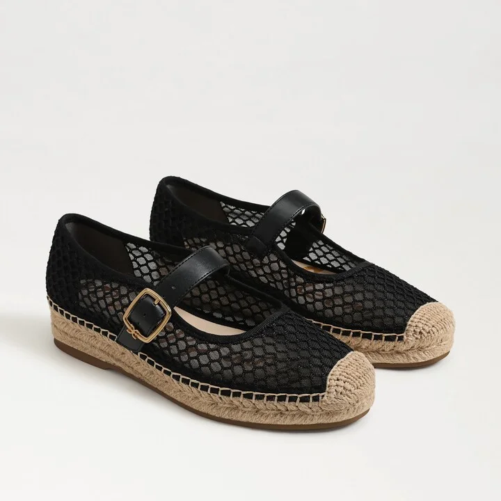 Sam Edelman Mackie Mesh Espadrille Mary Jane Black Mesh