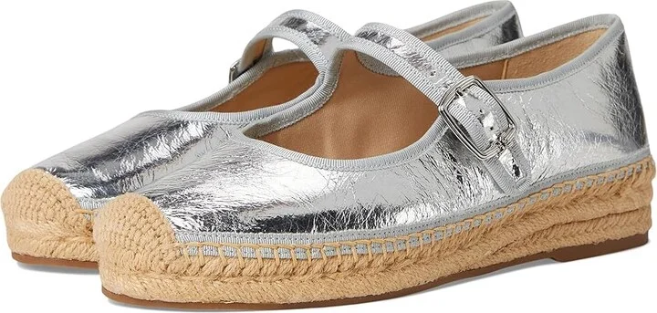 Sam Edelman Mackie Women's Flat Shoes Soft Silver : 8 M, Leather/Polyester