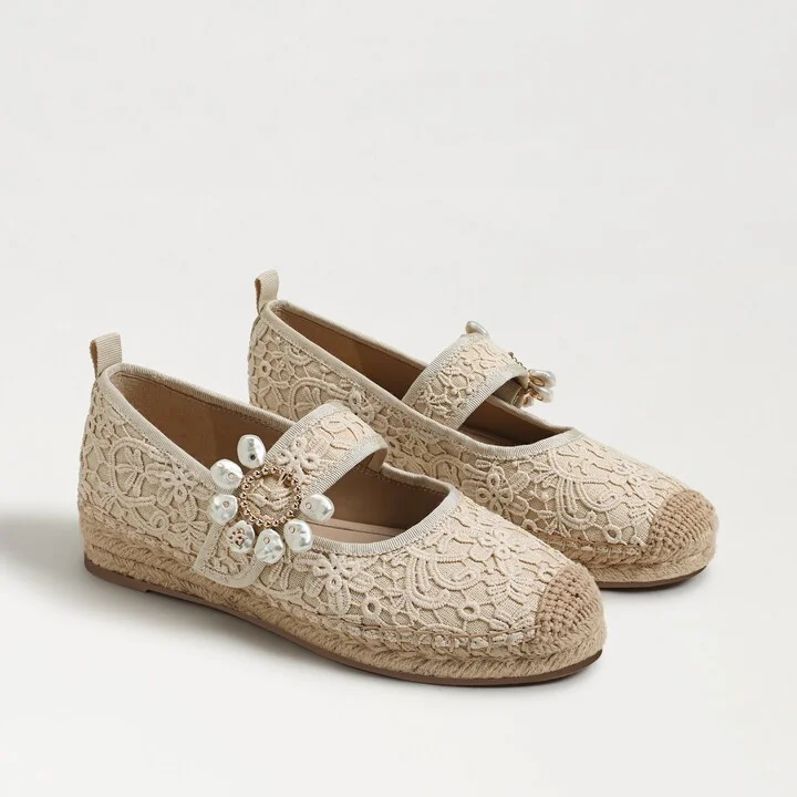 Sam Edelman Maddy Orchid Espadrille Mary Jane Ivory/Natural Lace