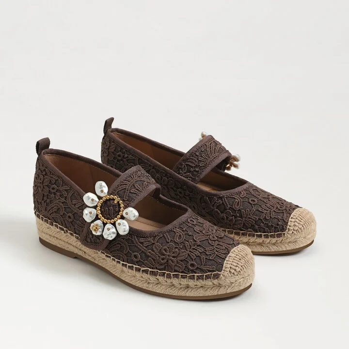 Sam Edelman Maddy Orchid Espadrille Mary Jane Mocha Brown