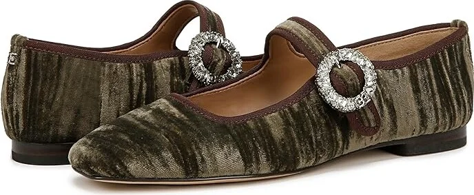 Sam Edelman Michaela Glow Women's Flat Shoes Winter Moss Crystal : 10.5 M, Leather/Rubber