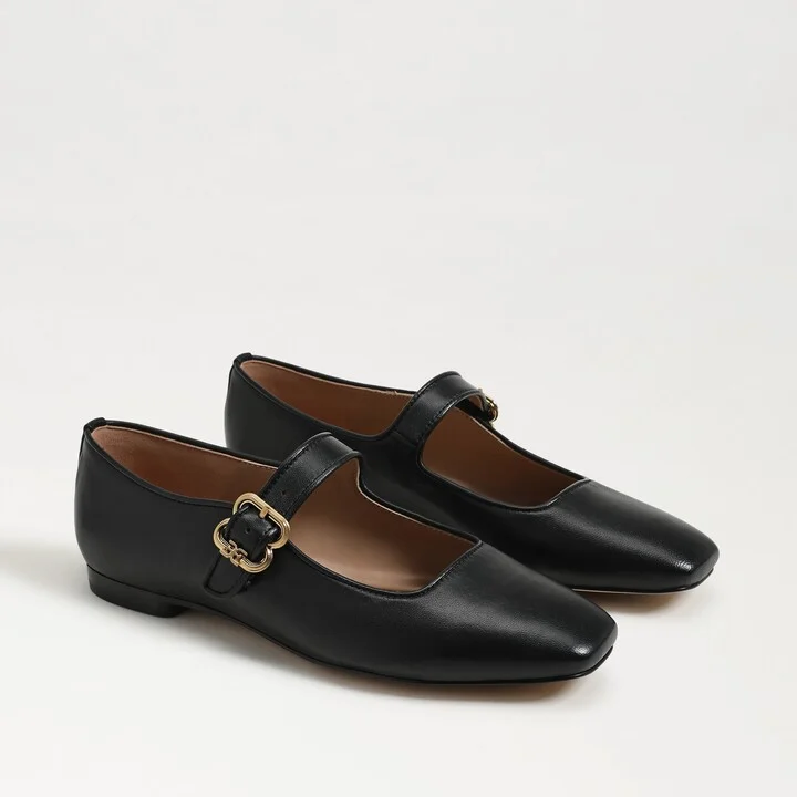 Sam Edelman Michaela Mary Jane Flat Black Leather