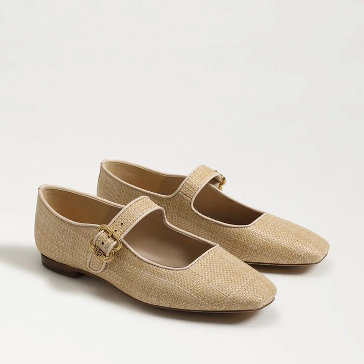 Sam Edelman Michaela Mary Jane Flat Bleached Beechwood Weave