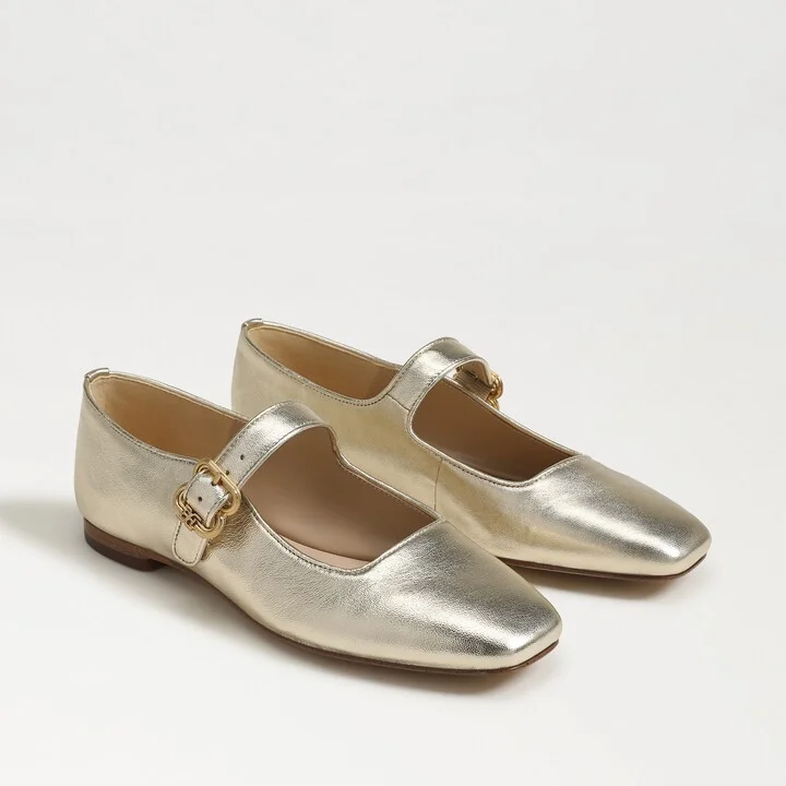 Sam Edelman Michaela Mary Jane Flat Gold Leaf