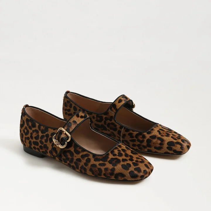 Sam Edelman Michaela Mary Jane Flat Leopard Brahma Hair Leather