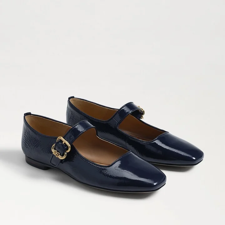 Sam Edelman Michaela Mary Jane Flat Midnight Blue Leather
