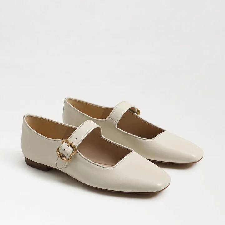 Sam Edelman Michaela Mary Jane Flat Modern Ivory Leather