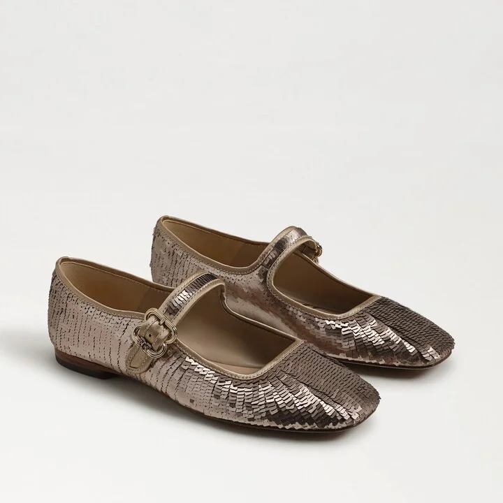 Sam Edelman Michaela Mary Jane Flat Molten Gold Sequin