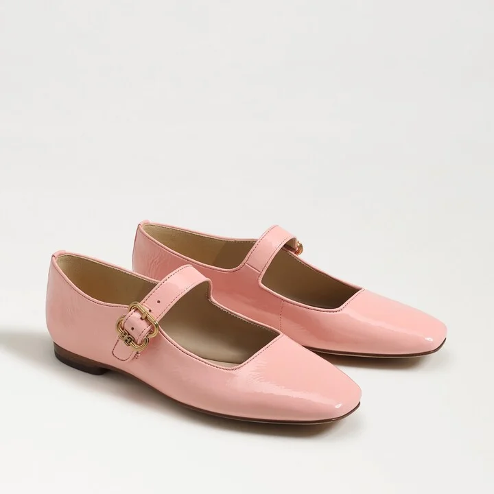 Sam Edelman Michaela Mary Jane Flat Pink Rosette Leather