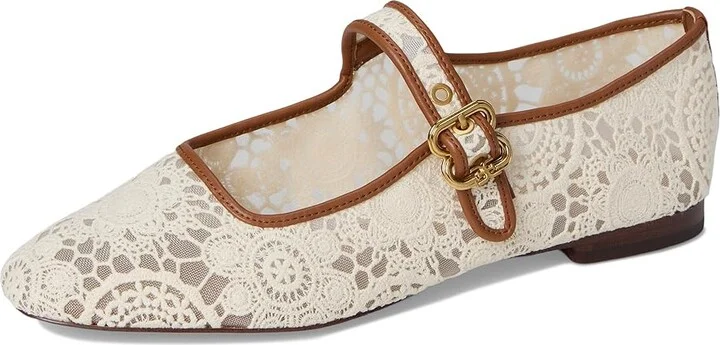 Sam Edelman Michaela Mesh 2 Women's Flat Shoes Natural Floral Crochet : 8.5 M, Leather/Mesh/Rubber - Image 5