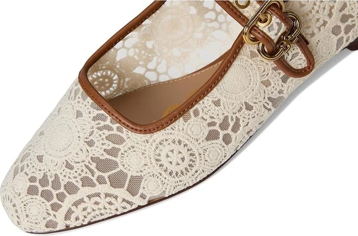 Sam Edelman Michaela Mesh 2 Women's Flat Shoes Natural Floral Crochet : 8.5 M, Leather/Mesh/Rubber - Image 7