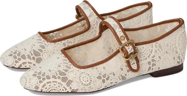 Sam Edelman Michaela Mesh 2 Women's Flat Shoes Natural Floral Crochet : 8.5 M, Leather/Mesh/Rubber