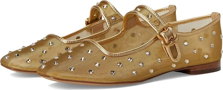 Sam Edelman Michaela Shine Women's Flat Shoes Amber Gold : 7 M, Mesh