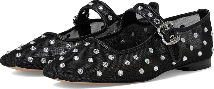 Sam Edelman Michaela Shine Women's Flat Shoes Black Glitz Mesh : 5 M