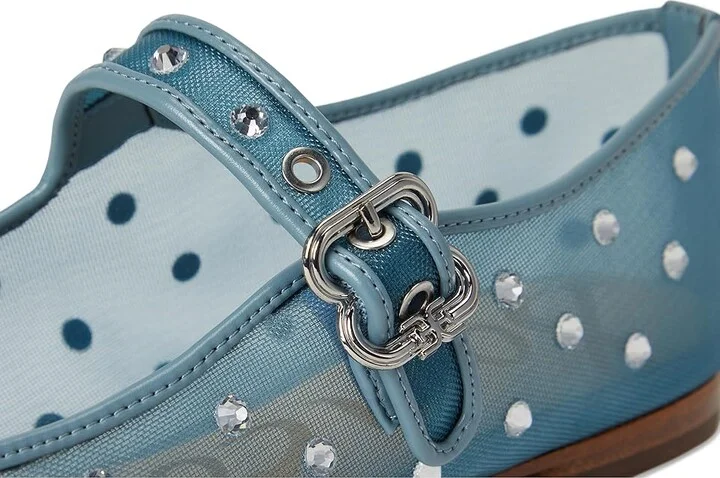 Sam Edelman Michaela Shine Women's Flat Shoes Coastal Blue : 6 M, Mesh - Image 7