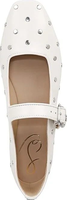Sam Edelman Michaela Stud Women's Flat Shoes Bright White : 9.5 M, Leather - Image 2