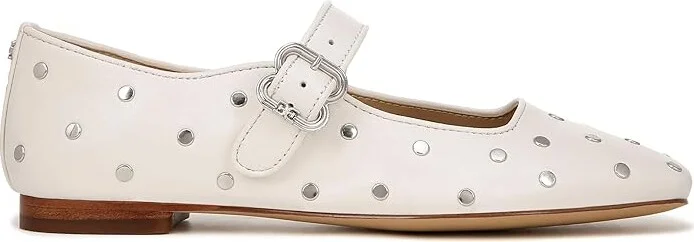 Sam Edelman Michaela Stud Women's Flat Shoes Bright White : 9.5 M, Leather - Image 6