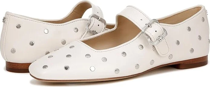Sam Edelman Michaela Stud Women's Flat Shoes Bright White : 9.5 M, Leather