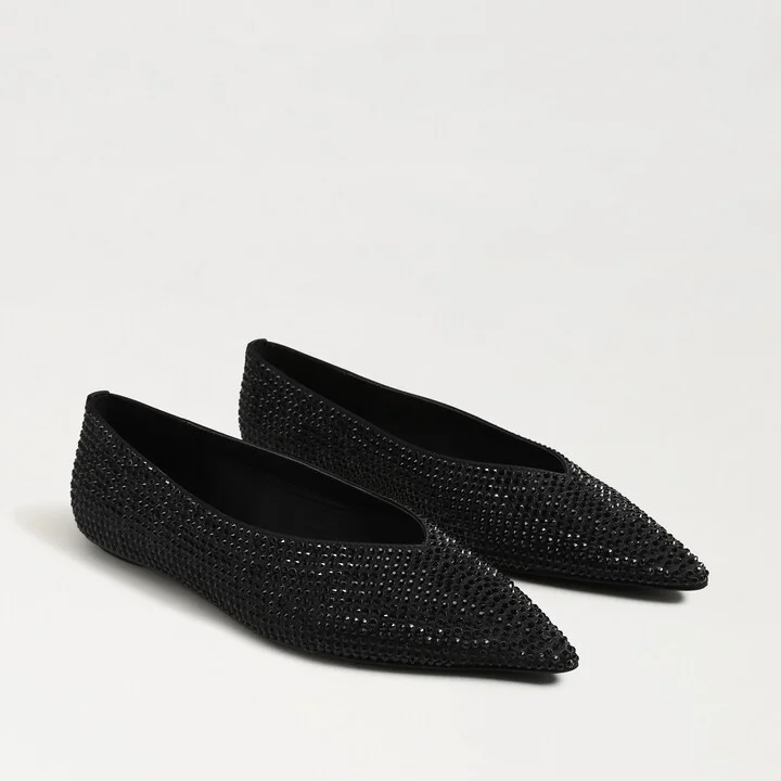 Sam Edelman Nita Pointed Toe Flat Black Satin
