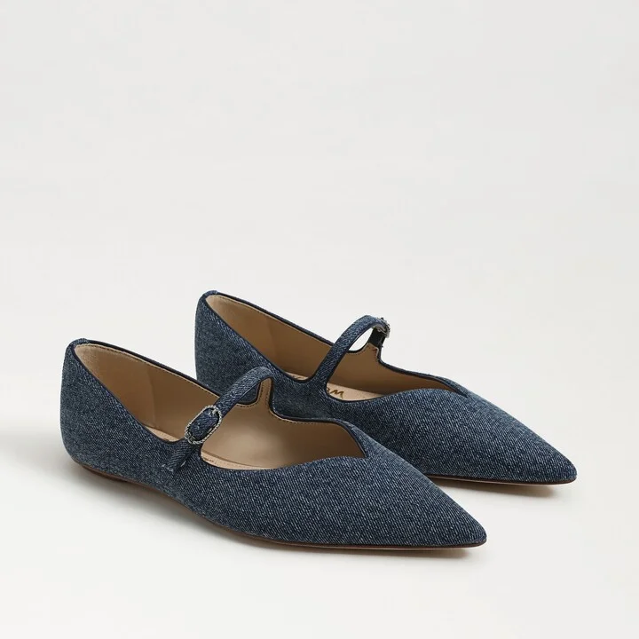 Sam Edelman Noa Pointed Toe Mary Jane Flat Blue