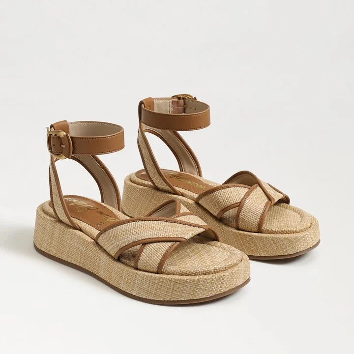 Sam Edelman Nylie Platform Ankle Strap Sandal Bleached Beechwood