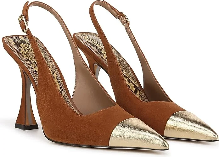 Sam Edelman Odette 2 High Women's Heels Frontier Brown/Amber Gold : 8.5 M, Leather