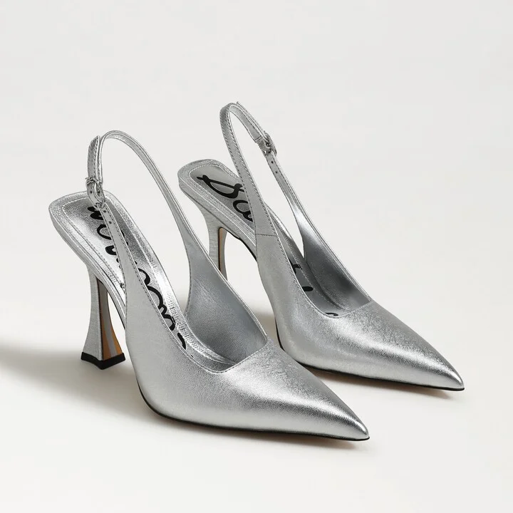 Sam Edelman Odette Slingback Pump Soft Silver Patent Leather