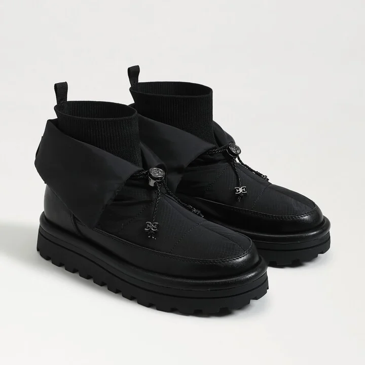 Sam Edelman Olin Lug Sole Bootie Black Nylon/Leather