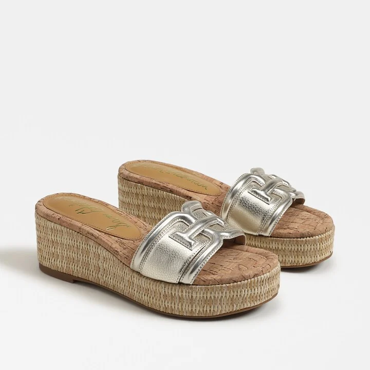Sam Edelman Pauleena Espadrille Sandal Metallic Silver Leather